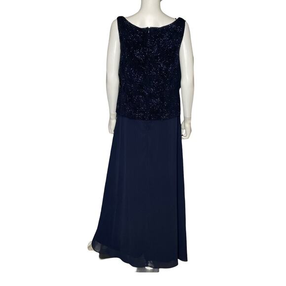 Alex Evenings Sequin Mock Two-Piece Gown Missing Jacket Navy Women’s Sz 16 - Picture 5 of 9